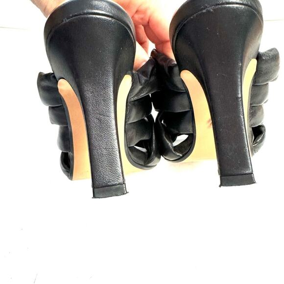 Zara Black Padded Woven Braided Faux Leather High Heels Size EU 37 US 6.5 - Picture 7 of 9